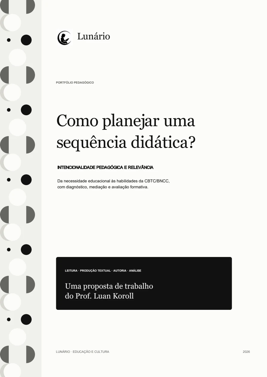 Slide 1: Capa do portfólio pedagógico sobre intencionalidade, relevância, diagnóstico, mediação e avaliação formativa.